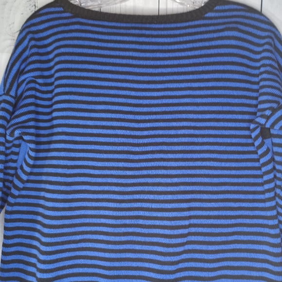 LOFT blue and black striped 3/4 sleeve 100% Cotton sweater - Picture 8 of 11